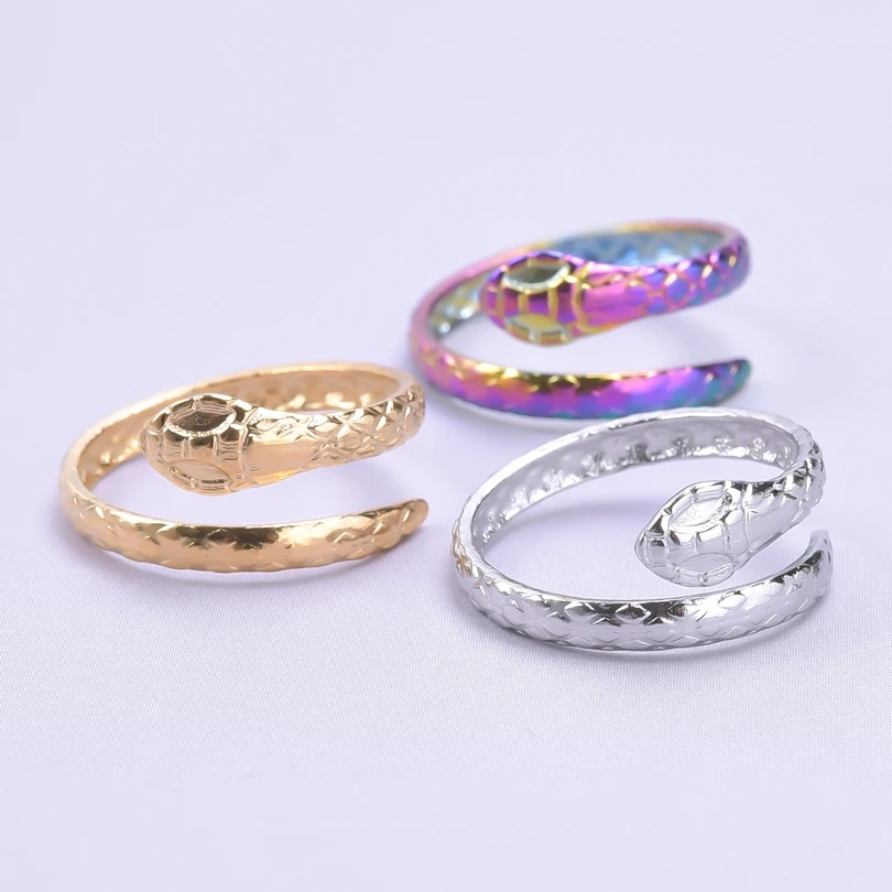 

5pcs Man/Women Stainless Steel Charm Vintage Snake Opening Adjustable Knuckle Tail Rings Anti Stress Gold Silver Color Jewelry