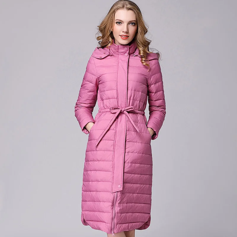 Women's Korean Coat New Winter Style Light Down Jacket Medium Long Hooded Oversized Slim and Slim Outwear