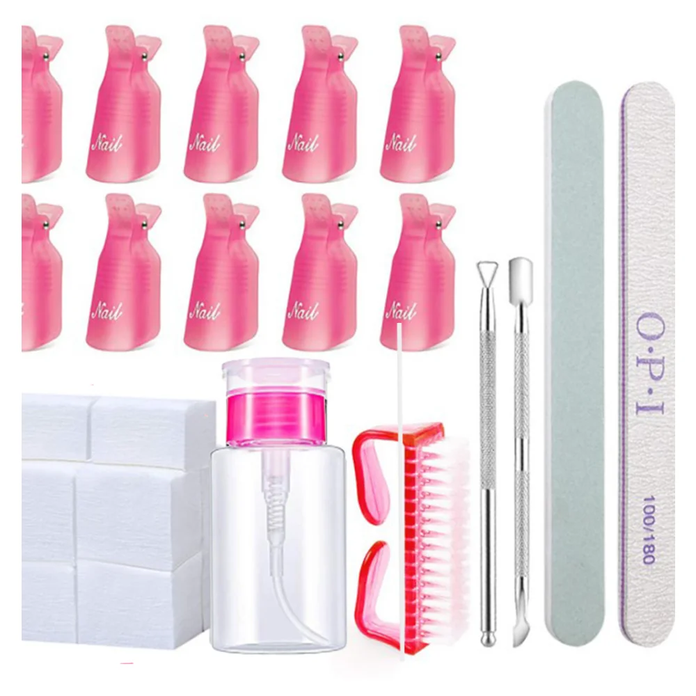 

Nail Nail Remover Clip Nail Wash Cotton 450 Pieces Hard Nail Towel Press Bottle Large Brush Small Steel Push Polishing File Set