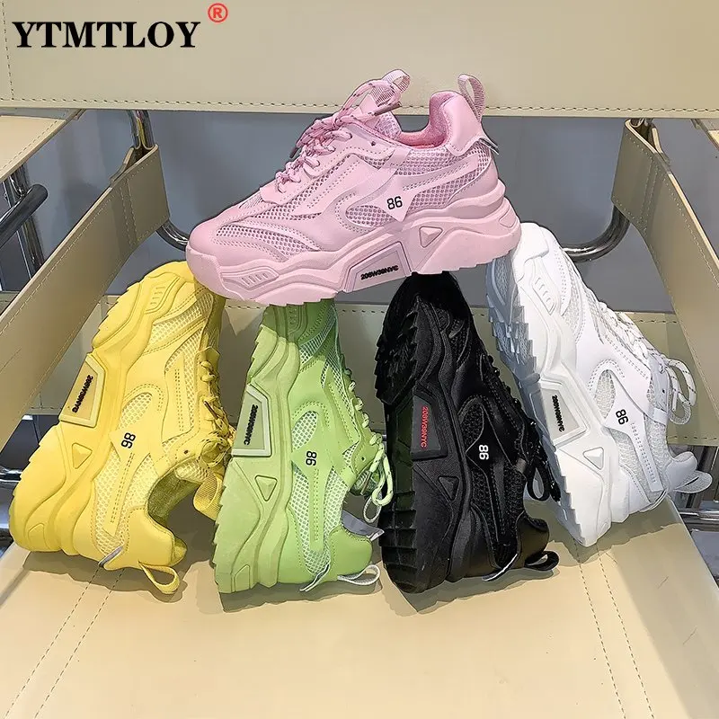 Fashion White Chunky Sneakers Women Shoes Korean Yellow Sneakers Breathable Height Increased Non-slip Casuals Shoes Autumn 6