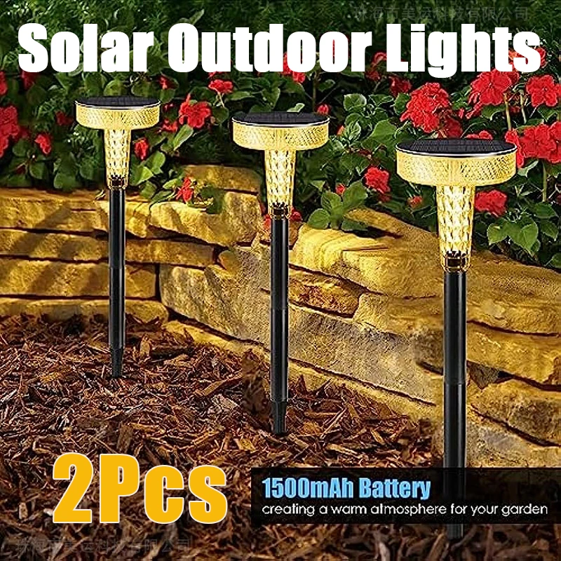 

2Pcs Outdoors Solar Pathway Lights Waterproof IP66 Powered Landscape Lamp Balcony Villa Yard Garden Lawn Driveway Sidewalk Decor