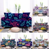 cartoon fish sofa cover elastic colorful ocean animal sofa slipcovers for living room decor l shape couch covers 1234 seaters