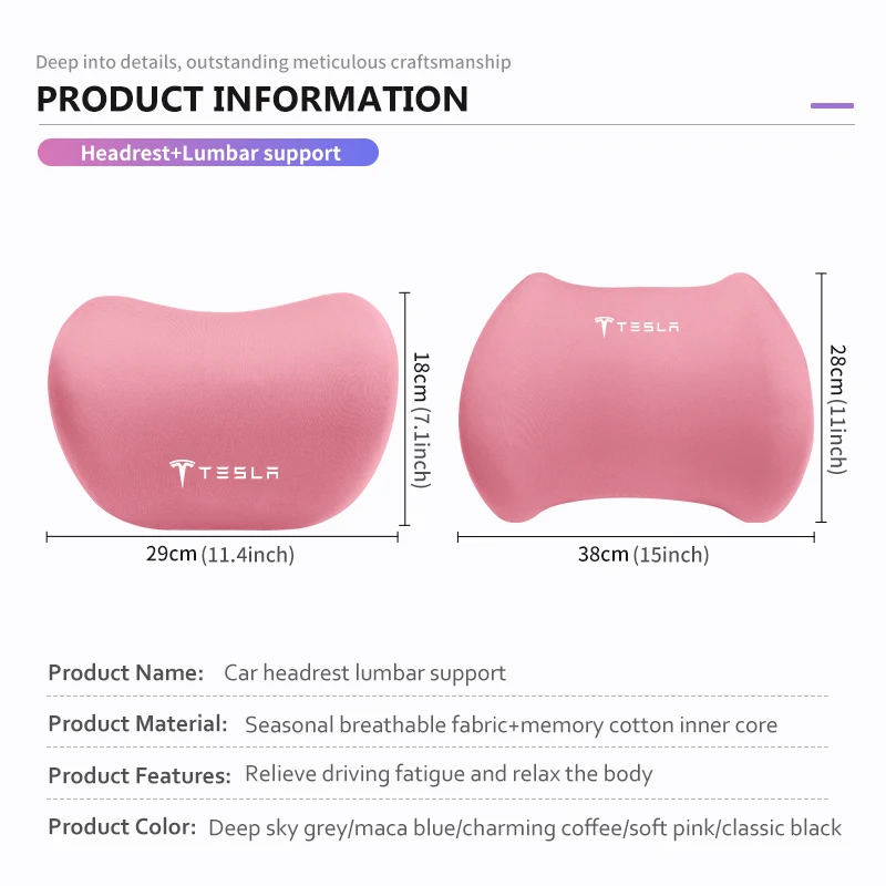 Для Tesla автомобильная поддержка спины подголовник подушка для шеи хлопковая