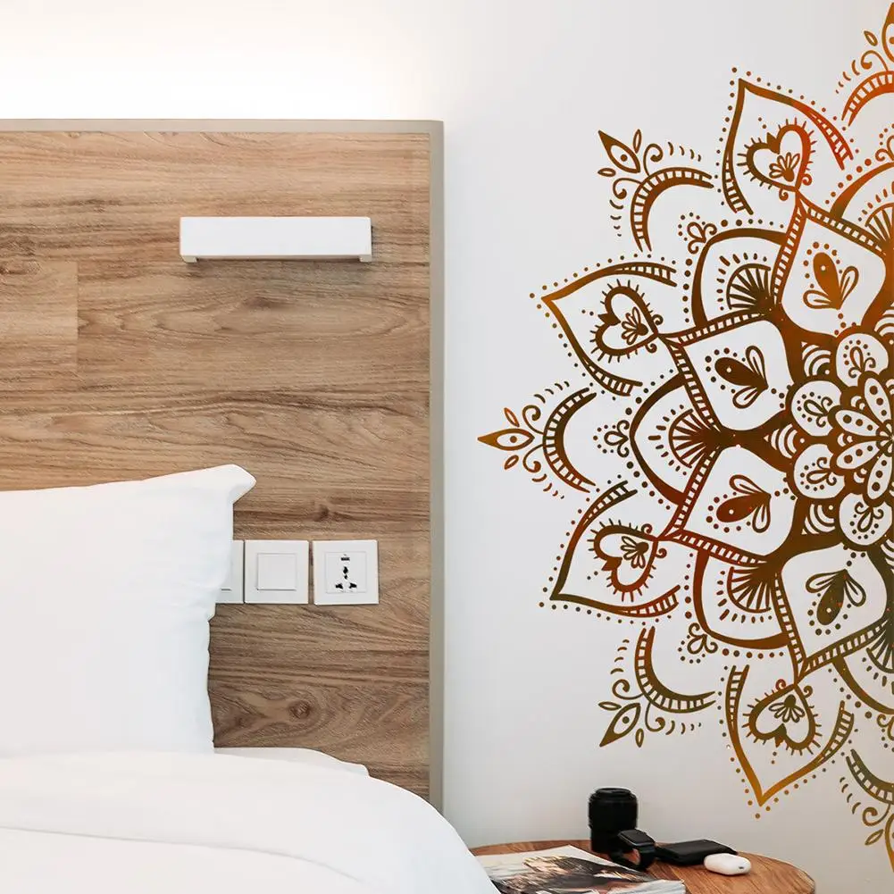 Наклейка на стену в богемном стиле с цветком мандалы съемные наклейки стены для
