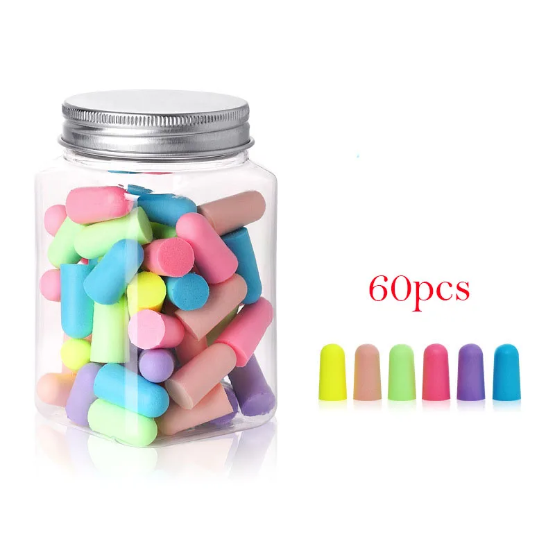 

60pcs Mute Rebound Sleeping Earplugs Soundproof Ear Plugs Anti Snoring Study Work Noise Reduction Reusable Sleep Aid Earplug