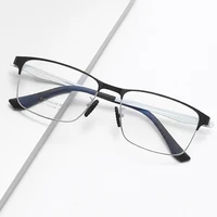 half rimless optical glasses frame with recipe blue light blocking eyeglasses men prescription eyewear titanium alloy 6113
