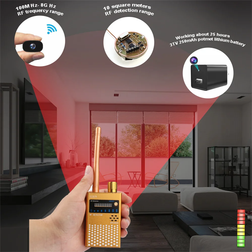 Антишпионский детектор радиочастотных сигналов G319 GSM аудио ошибка камера защиты