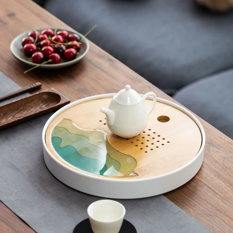 

Bamboo Dry Tea Trays Household Simple Melamine Travel Kung Fu Water Storage Small Tea Table Trays Japanese Plateau Mini Tea Tray