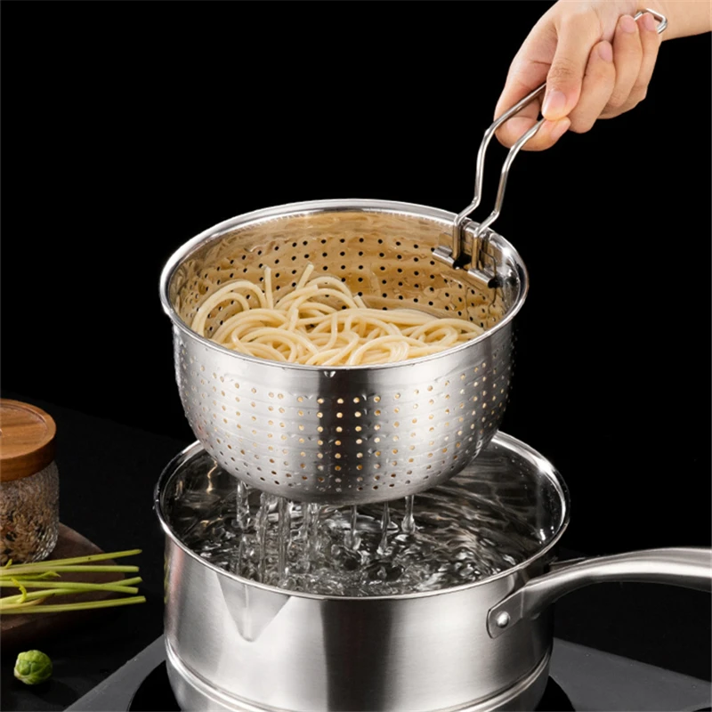 

Kitchen Stainless Steel Frying Basket with Folding Handle Oil Filter Pasta Noodles Drainer Cooking Tools Food Skimmer Strainer