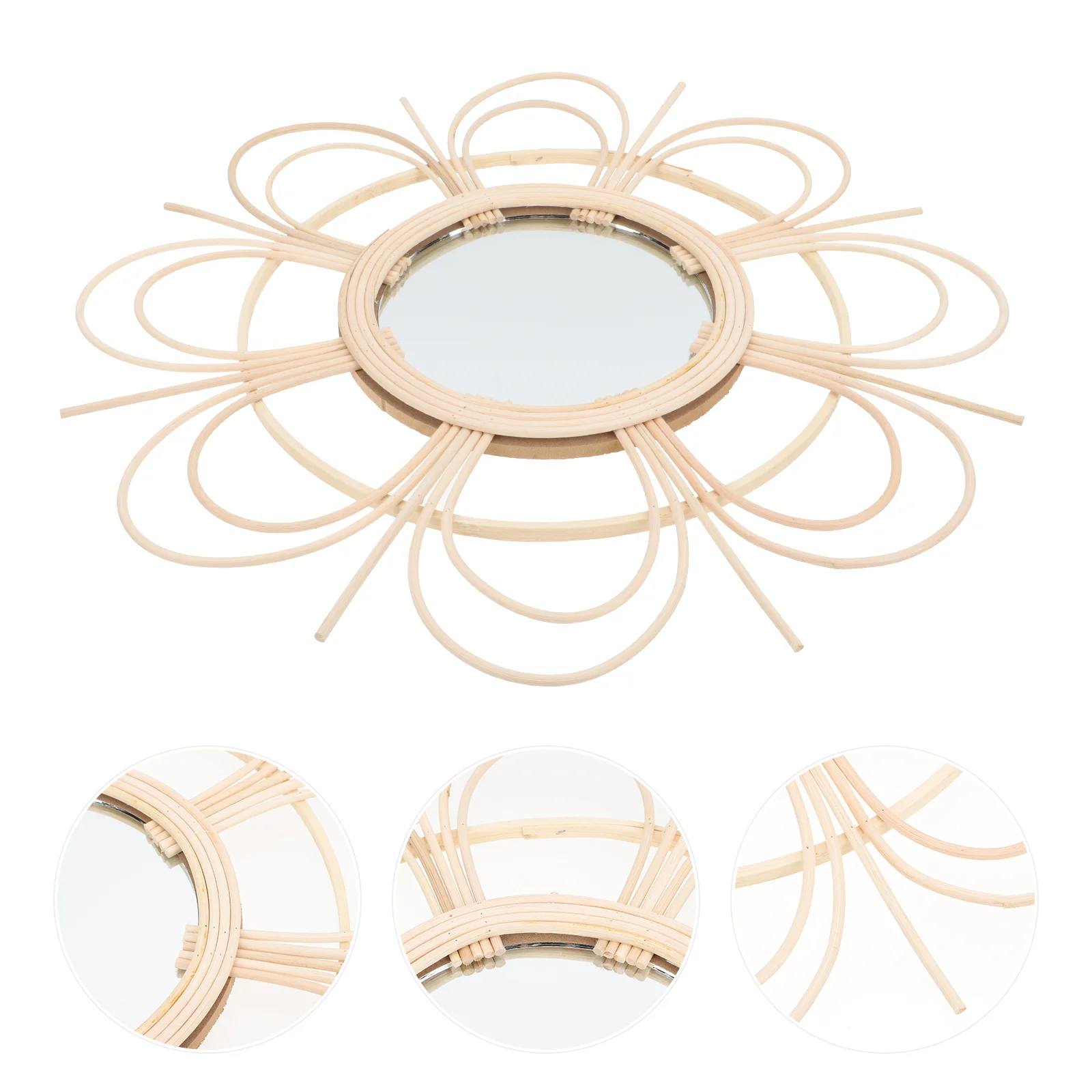 

Decorative Rattan Mirror Novel Living Room Wall Mirror Adorn Photography Prop