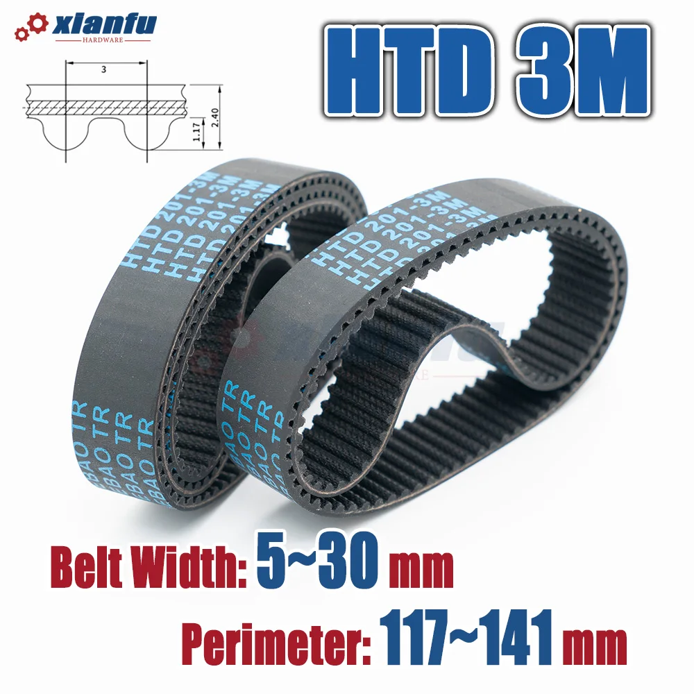 HTD 3M Резиновый ремень ГРМ HTD3M Периметр 117 120 123 126 129 132 135 138 141 мм Ширина привода 5 ~ 30 мм Длина коробки передач 117 ~ 141 мм