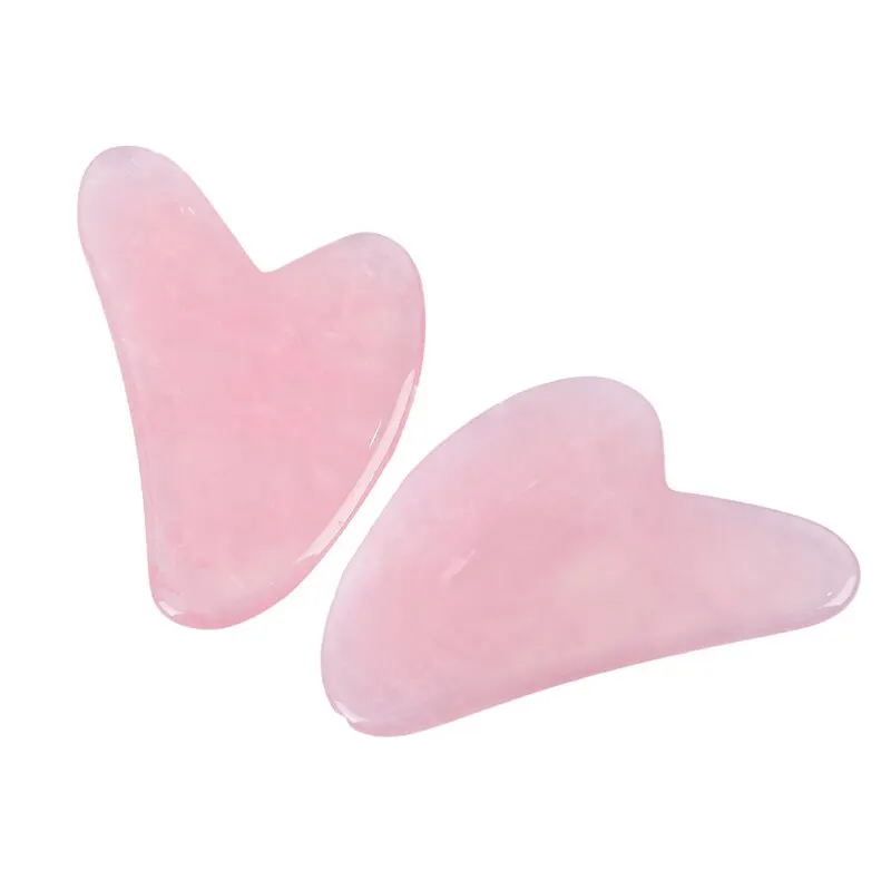 

Natural Rose Quartz Jade Guasha Board Natural Stone Scraper Tools For Face Neck Back Body Pressure Therapy Massager Relax Tool