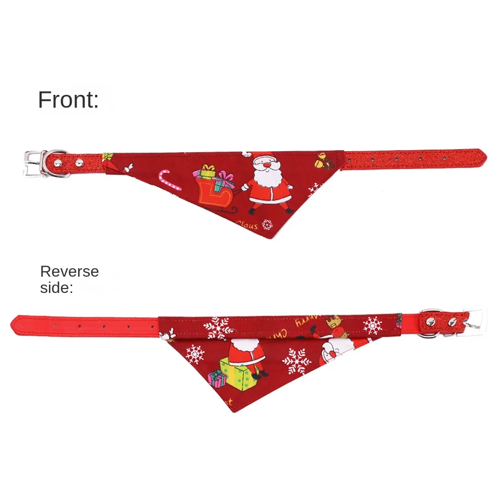 Рождественские накладки для домашних животных с регулируемым подбородком и шейкой собаки, щенка, кошки, шарф-бандана, треугольная накладка-платок, аксессуары.