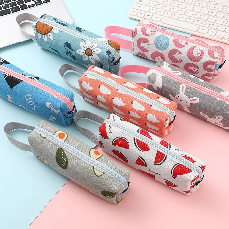 

Large Capacity Handheld Canvas Pencil Case Simple Men's and Women's Student Pencil Buggy Bag Korean Stationery Box