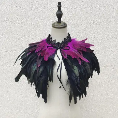 Женский роскошный шарф Y2k, женская накидка для косплея, женская одежда на Хэллоуин с перьями, парео, шарфы в стиле панк