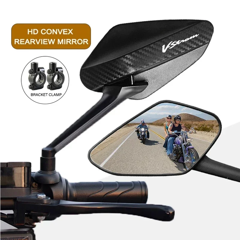 Фото 2 шт./пара, боковое зеркало заднего вида из углеродного волокна для мотоцикла, вращающееся 8 мм для SUZUKI V-Strom V Strom DL650 DL 650 XT VStrom №4