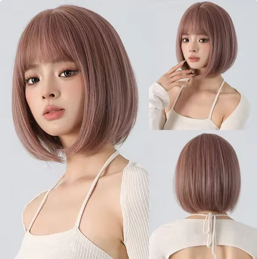 Синтетические парики Omber Blonde с челкой средняя часть короткий прямой парик