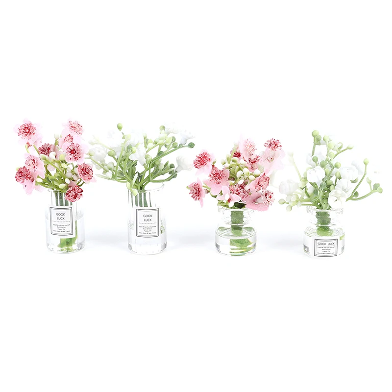 

1:12 Dollhouse Miniature Mini Flowers Flower Vases Green Plant In Pot Doll House Furniture Home Decor Simulation Potted Plants