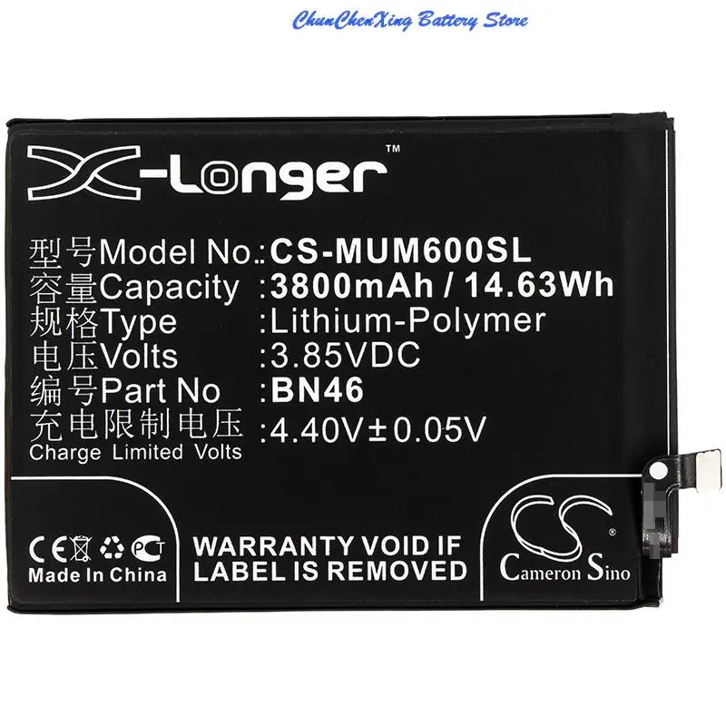 

Аккумулятор Cameron Sino 3800 мАч BN46 для Xiaomi Redmi Note 6, для Redmi Note 6, Note 8, Note 8T