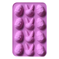 12 grids easter egg bunny silicone mold chocolate candy mold diy jelly pudding baking mold cake decorating tools ice club mold