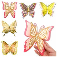 festival party supplies iridescent paper hollow butterflies decals 3d butterfly stickers four layers pearl ornament