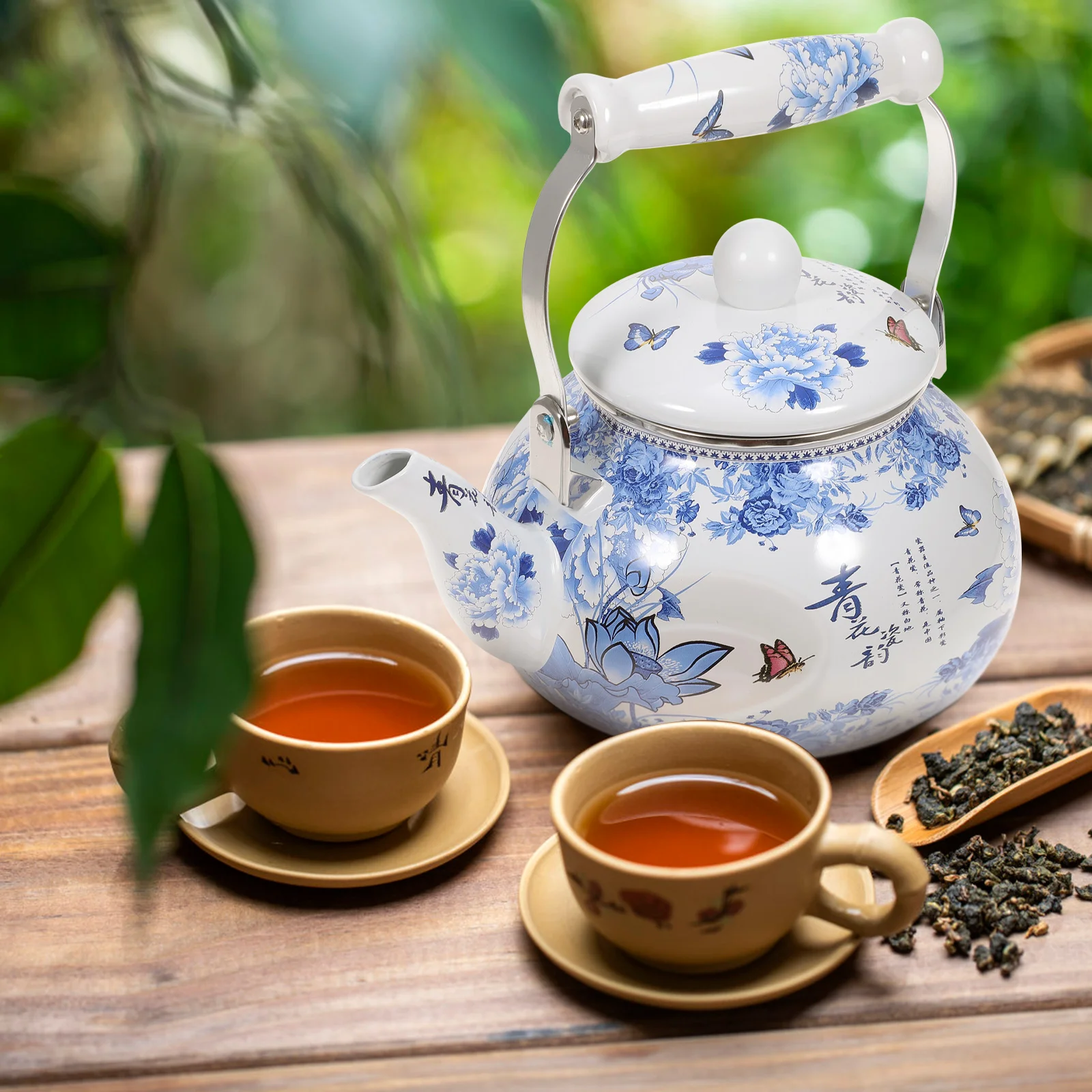 

Kettle Teapot Tea Enamel Pot Water Vintage Teakettle Chinese Coffeeinsulated Practical Hotel Kitchen Heating Ceramic Gooseneck