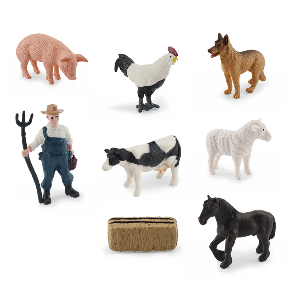 

8 Pcs Farm Animals Figure Model People Toys Simulation Farm Poultry For Model Railway Models Education Toys For Children Kids
