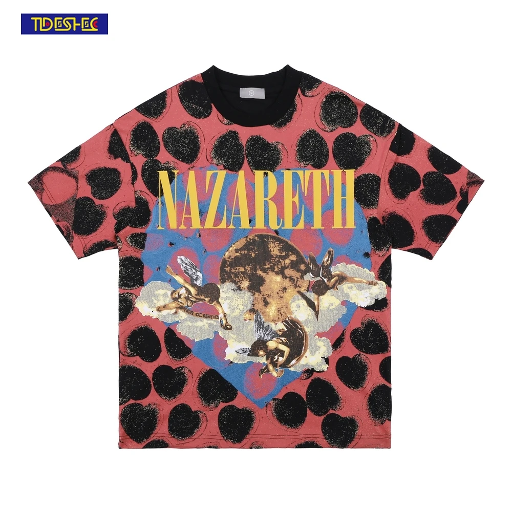 

Футболка Мужская/женская с коротким рукавом, винтажная хлопковая рубашка с принтом ангела и любви, уличная одежда в стиле хип-хоп, 2022