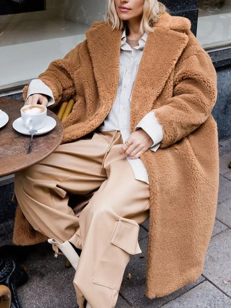 

Женская длинная куртка на искусственном меху, теплая Толстая пушистая куртка для отдыха на осень и зиму