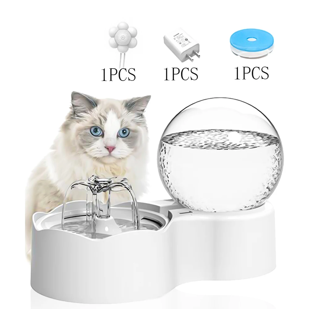 2.3L Automatic Cat Water Fountain With Faucet Dog Water Dispenser Transparent Filter Drinker Pet Sensor Auto Drinking Feeder