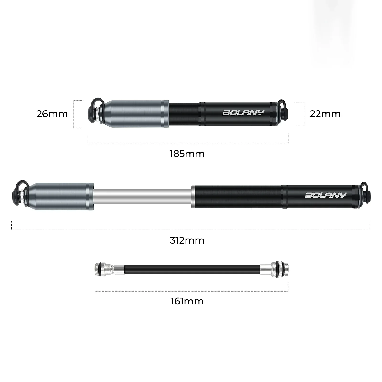 Мини-велосипедный воздушный насос BOLANY 160 фунтов на квадратный дюйм скрытый шланг