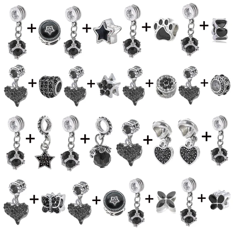 

2Pcs/Lot High Quality Heart Beads Pendants Fit Silver Plated Charm Bracelet For Women Brand Jewelry Gift Making New Arrival