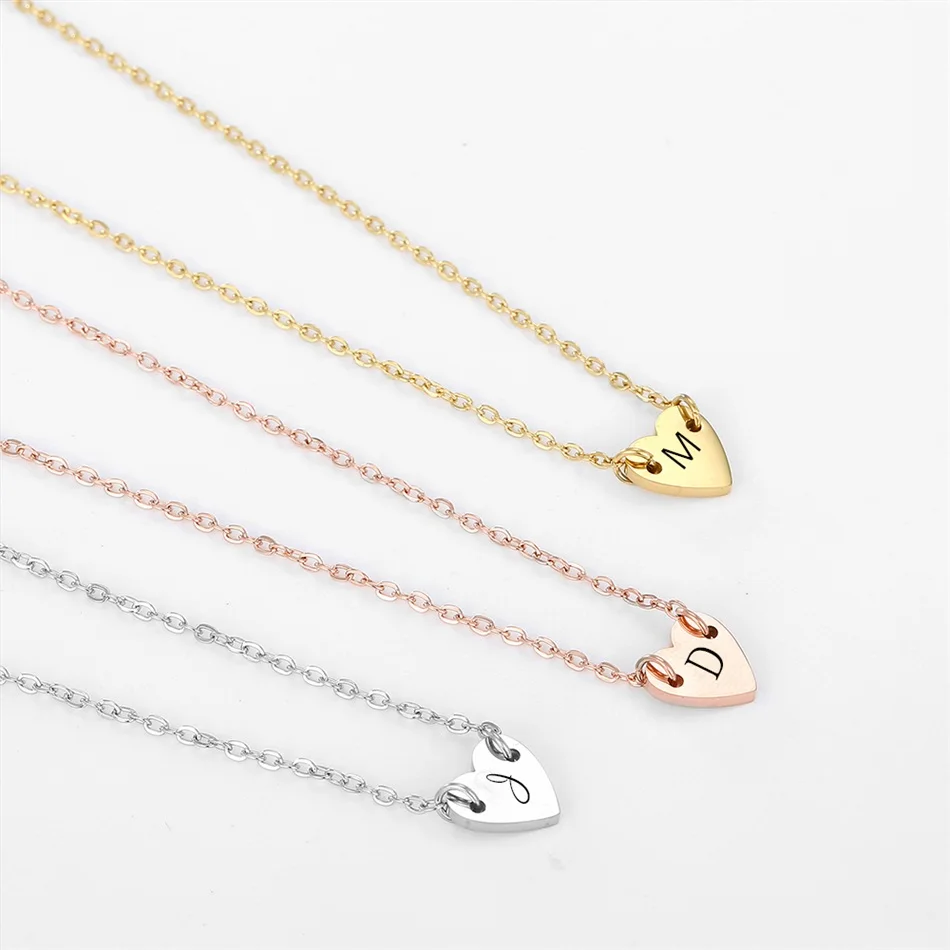 

Orazio Letter Engraving Stainless Steel Heart Pendant Necklaces for Women Chokers Trend Gift Jewelry Accessories Wholesale