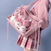 2022 harajuku kawaii ita bag japanese jk lolita clear shoulder bags for women ladies cute pu big capacity canvas tote shopper