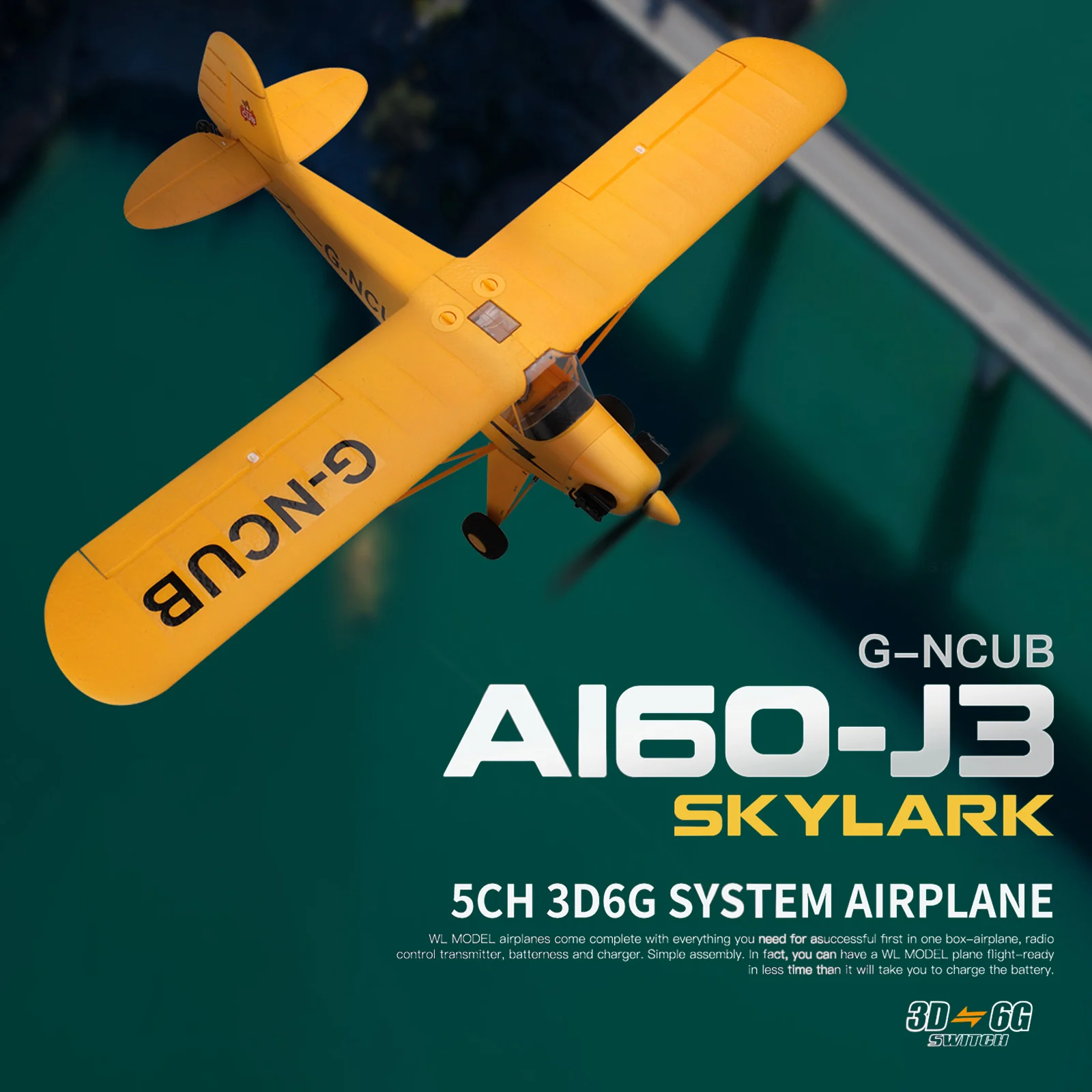 

WLtoys XK A160 RC Airplane 2.4GHz 4 Channels Brushless Motor Stunt Flying Remote Control Aircraft Model Toys Yellow