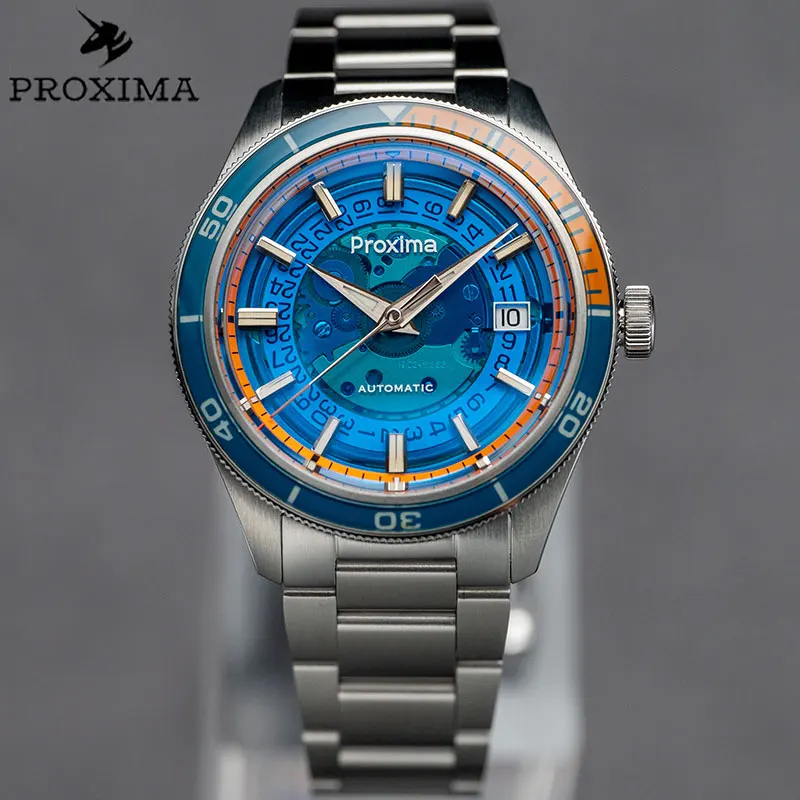 

Proxima Business 39mm Luxury Men Diver Watch 20Bar Waterproof Auto Date Automatic Mechanical Wristwatches Sapphire BGW9 Luminous