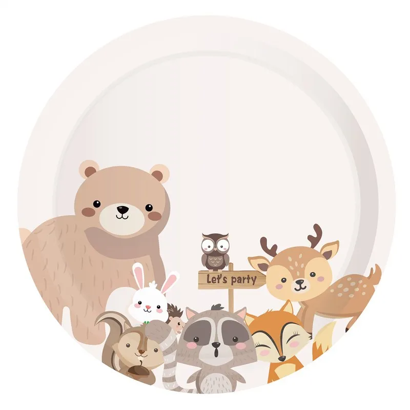 Лесные животные одноразовая посуда Дикий лес Медведь Лиса Тарелка Кружка Салфетка Джунгли Сафари Декор День рождения Ребенок Мальчик Девочка.