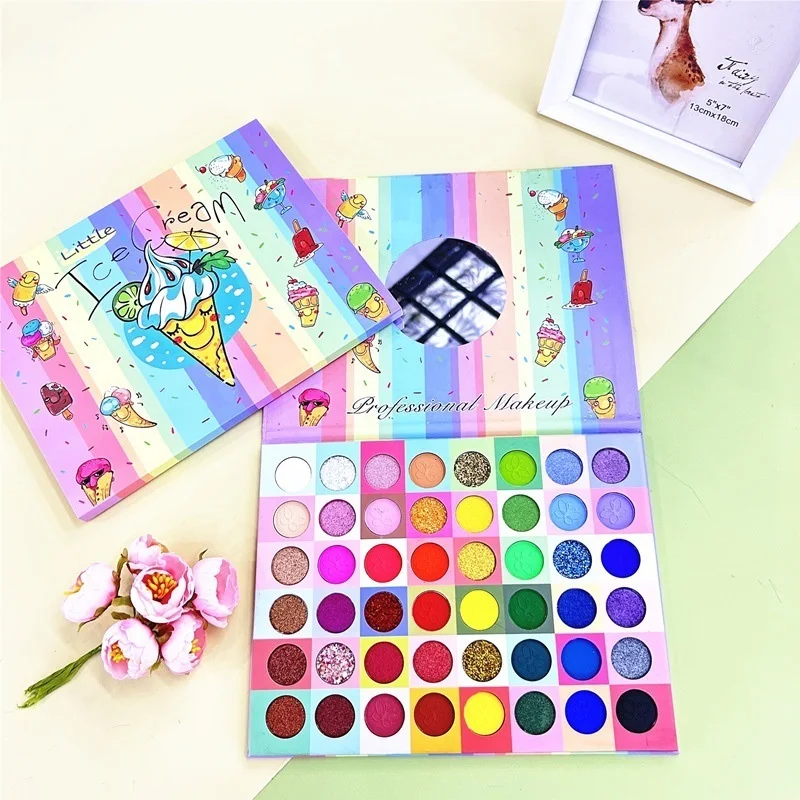 Стойкие 48 цветов яркие тени для век Палитра Макияж женщин высоко