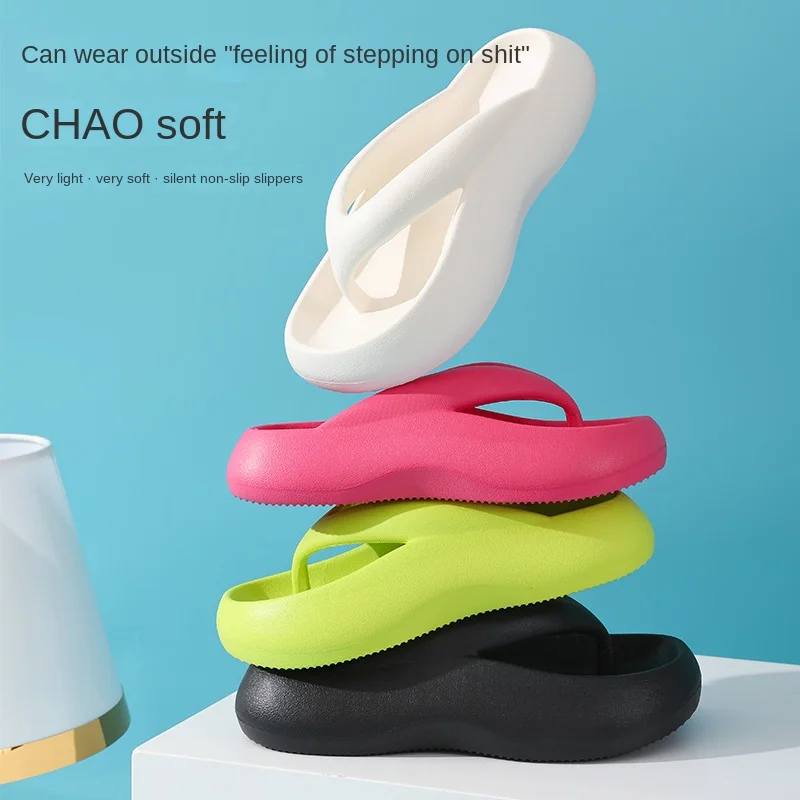 New Summer Women's Thick-Soled Slippers for Outdoor Wear with Casual Cool Comfortable Feeling EVA Flip-flops