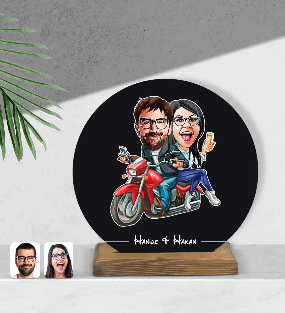 

Personalized valentines cartoon round wooden Biblo-97