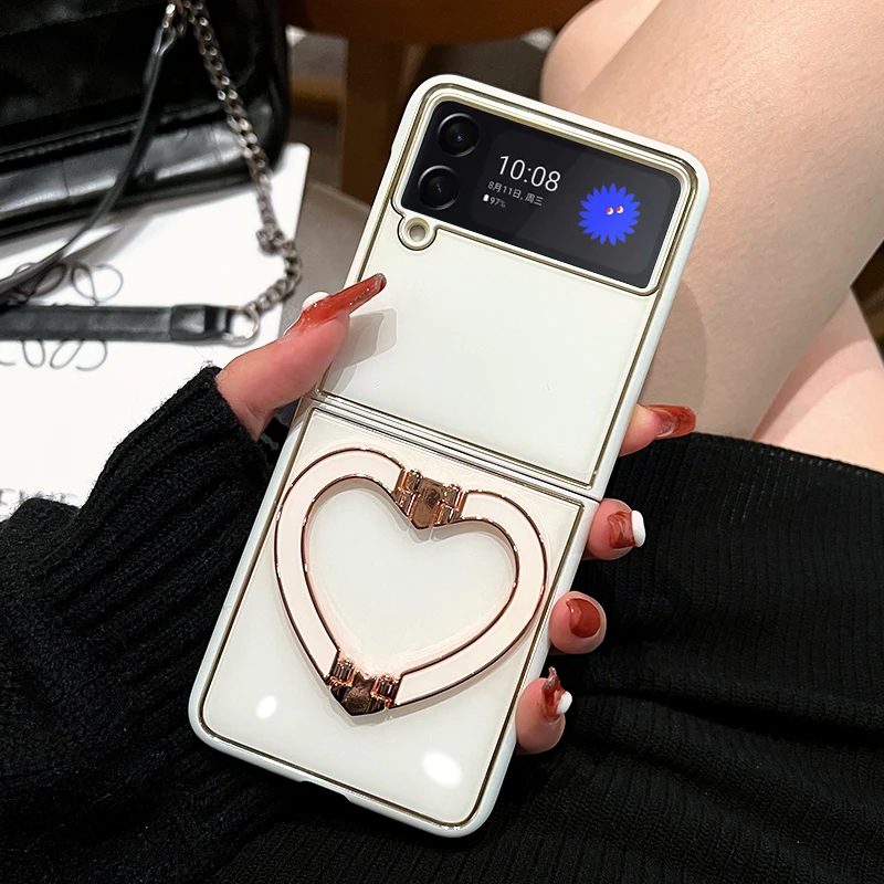 

Z Flip 3 Case For Samsung Galaxy Z Flip 3 5G Cute With Love Heart Holder Back Z Flip3 ZFlip3 Cover For Galaxy Z Flip 3 Cases