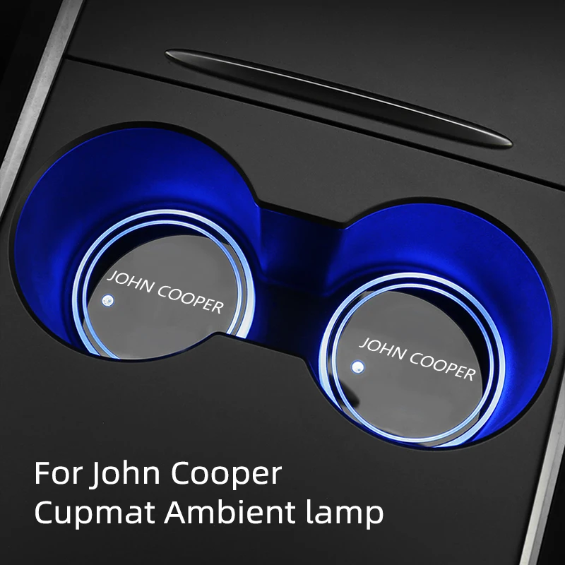 

Car Luminous Water Cup Coaster 7 Colorful Car Led Atmosphere Light For MINI JOHN COOPERS Car Accessories Cupmat Ambience lights