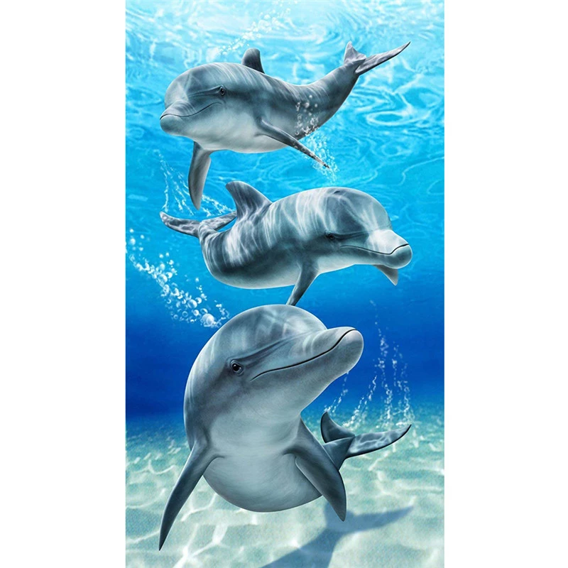 Ocean Animals Cotton Bath Towels 3D Dolphin Shark Turtle Whale Beach Towel Microfiber Home Textile Face Hair Hand Towel