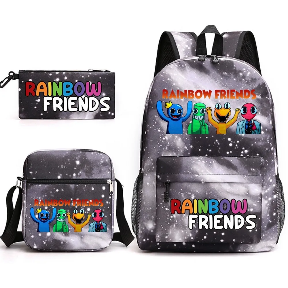 

Creative Fashion Rainbow Friends Print 3pcs/Set pupil School Bags Laptop Daypack Backpack Inclined shoulder bag Pencil Case