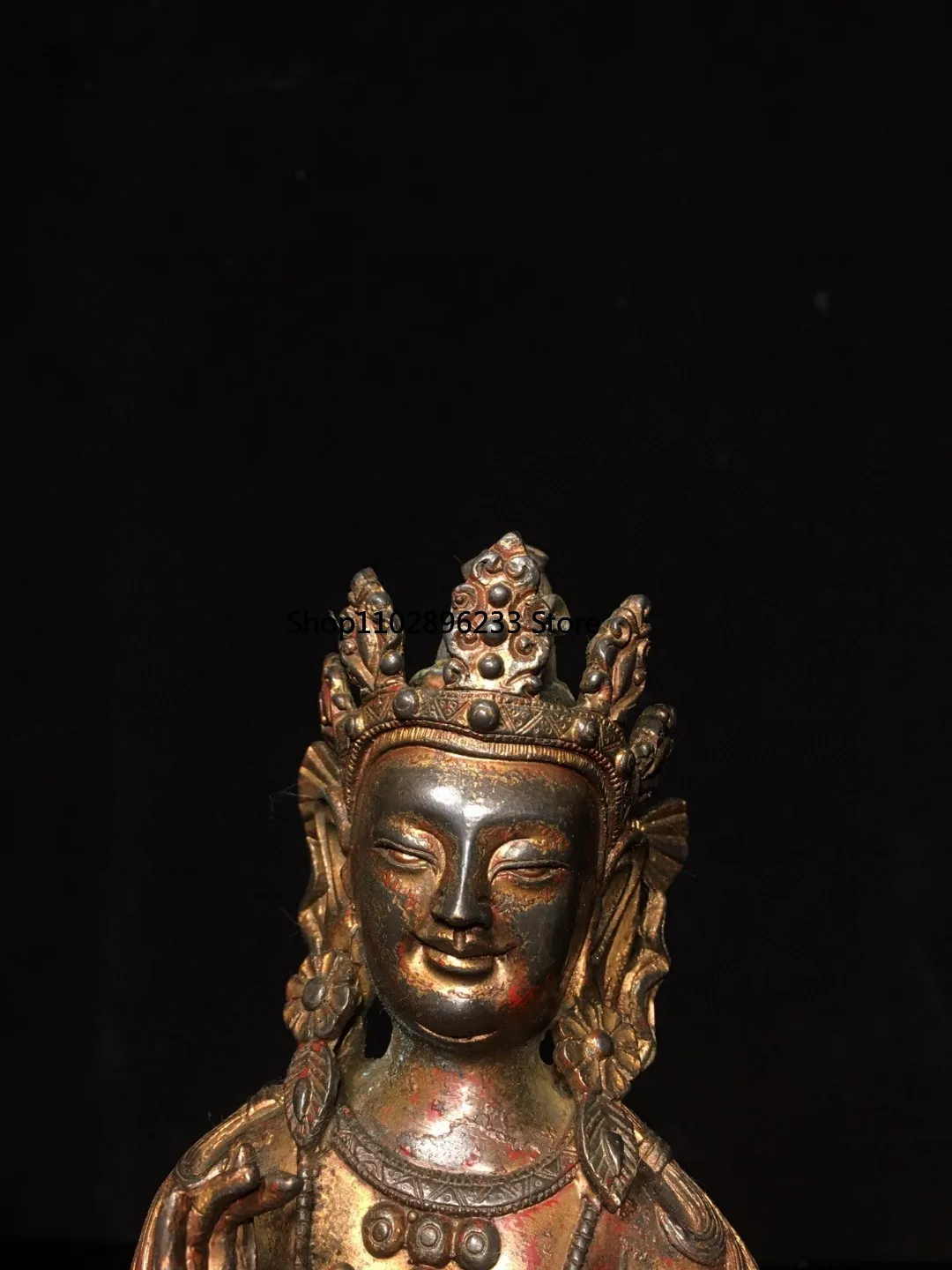 Тибетская латунь киноварь окрашенная грязью золото Будда Майтрейи Тара Гуаньинь