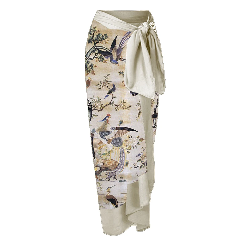 Lanswe2023 New Fashion Women's High End Swimsuit Kimono Vintage Print Swimwear One-Piece Bikini Boho Summer Beachwear