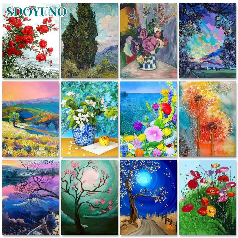 

SDOYUNO Abstract Paint by numbers For Adults Picture Drawing Flowers DIY Painting by numbers Art supplies Home decor