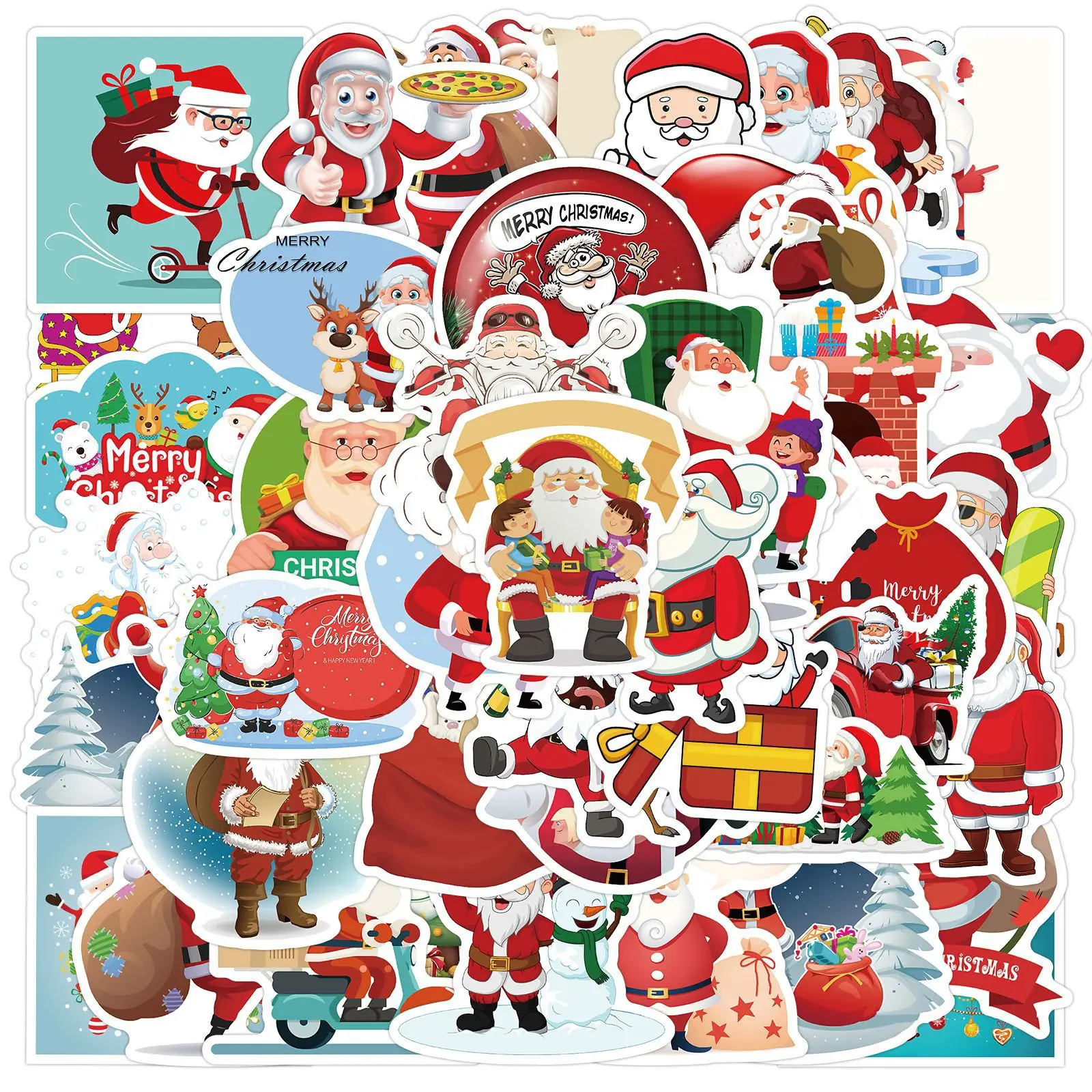 

52 рождественские открытки, Мультяшные наклейки, милые водонепроницаемые детские игрушки, канцелярские принадлежности, декоративные мобил...