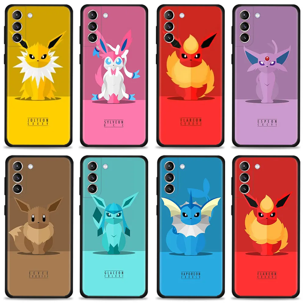 Case For Samsung Galaxy S22 S21 S20 Ultra FE S10 S9 S8 Plus S10e Note 20Ultra 10Plus Many Color Pokemon Eevee Jolteon Sylveon