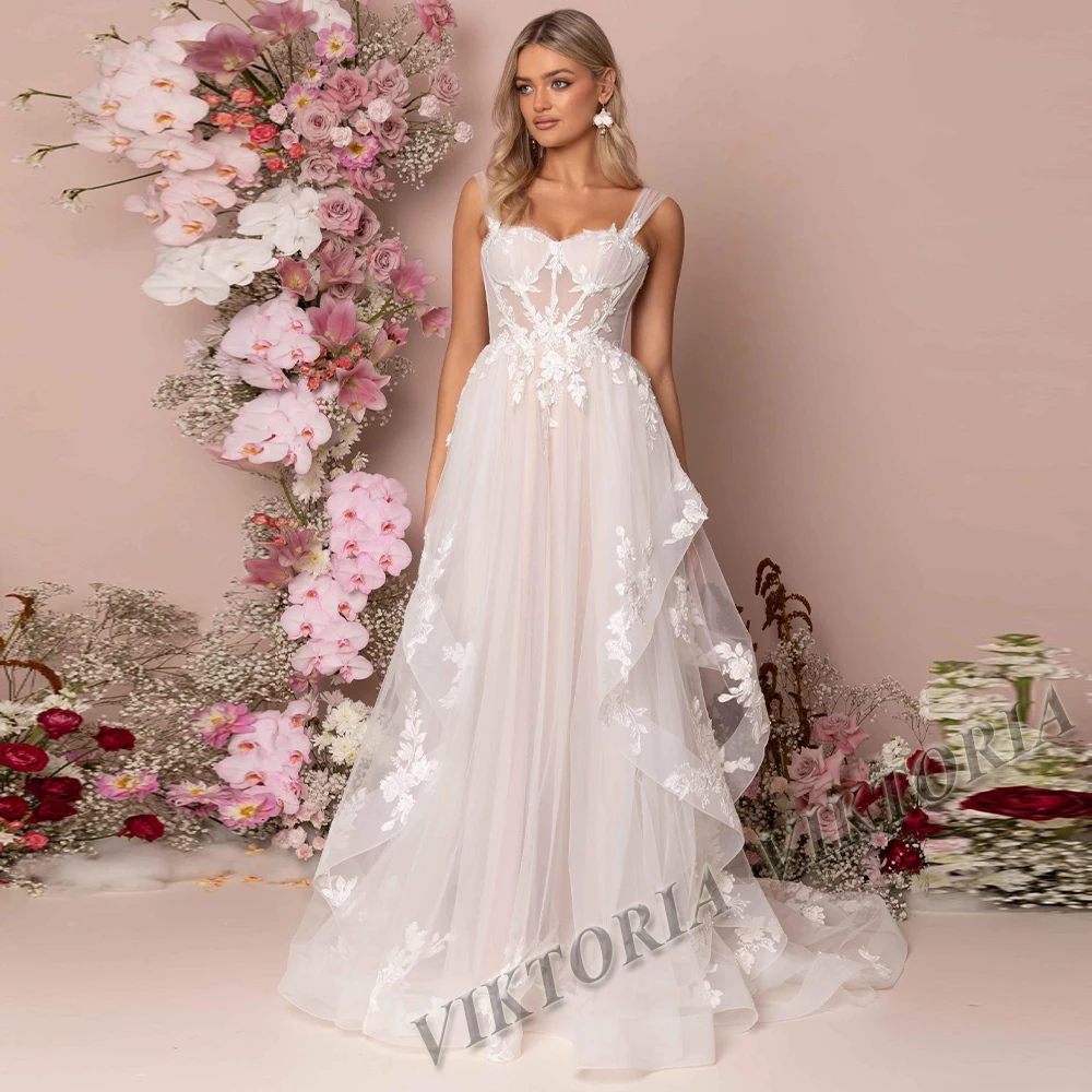 

VIKTORIA Fancy Wedding Dresses Tank Backless Tiered For Women 2023 Marriage A-LINE Appliques Vestidos De Novia Made To Order